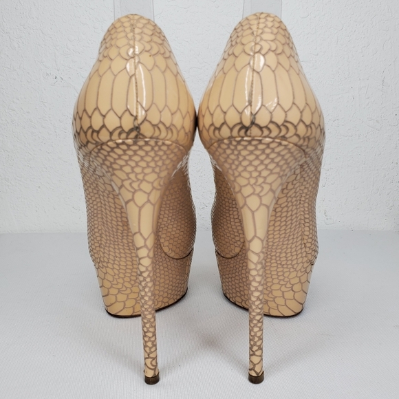 CASADEI Beige Snake Print Leather High Heel Platform Shoes  - Picture 6 of 12